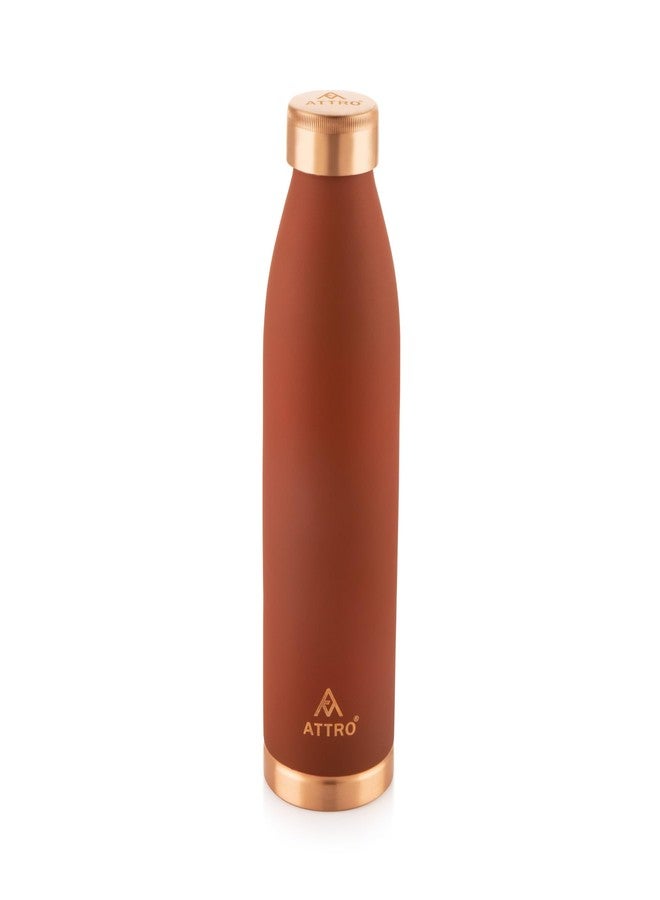 Attro Setu 1000ml Copper Bottle Matte Finish Authentic Bottle Improve Your Immunity, Brain, Nervous System & Healthy Skin Natural Ayurveda Benefits-Rust Orange - Image 1
